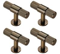 Loops 4X Knurled Cupboard T Shape Pull Handle 50 X 13mm Antique Brass Cabinet Handle