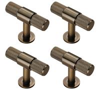 Loops 4x Knurled Cupboard T Shape Pull Handle 50 x 13mm Antique Brass Cabinet Handle in Metallics Loops Metallics
