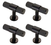 Loops 4x Knurled Cupboard T Shape Pull Handle 50 x 13mm Matt Black Cabinet Handle Loops Black