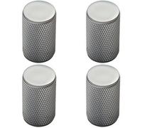 Loops 4X Knurled Cylindrical Cupboard Door Knob 18mm Dia Chrome Cabinet Handle