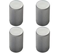Loops 4x Knurled Cylindrical Cupboard Door Knob 18mm Dia Chrome Cabinet Handle Loops Multicolor