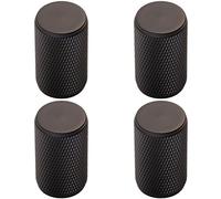 Loops 4x Knurled Cylindrical Cupboard Door Knob 18mm Dia Matt Black Cabinet Handle Loops Black