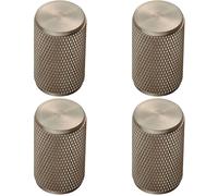 Loops 4x Knurled Cylindrical Cupboard Door Knob 18mm Dia Satin Nickel Cabinet Handle in Metallics Loops Metallics