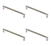 Loops 4X Larged Round Bar Mitred Door Handle 325 X 19mm Polished Chrome Satin Nickel