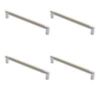 Loops 4x Larged Round Bar Mitred Door Handle 325 x 19mm Polished Chrome Satin Nickel in Metallics Loops Metallics