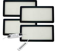 Loops 4x MATT BLACK Ultra-Slim Rectangle Under Cabinet Kitchen Light & Driver Kit - Warm White Diffused LED