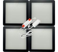 Loops 4x MATT BLACK Ultra-Slim Square Under Cabinet Kitchen Light & Driver Kit - Natural White Diffused LED