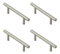 Loops 4X Mini Round T Bar Pull Handle 100 X 8mm 64mm Fixing Centres Satin Nickel