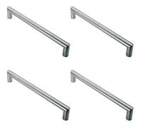 Loops 4X Mitred Round Bar Pull Handle 106 X 10mm 96mm Fixing Centres Satin Steel