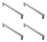 Loops 4x Mitred Round Bar Pull Handle 106 x 10mm 96mm Fixing Centres Satin Steel in Metallics Loops Metallics