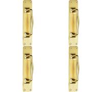Loops 4X One Piece Door Pull Handle On Backplate 297mm Length Polished Brass
