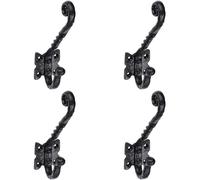 Loops 4x Ornate Twisted Hat & Coat Hook on Butterfly Backplate 82mm Proj Black Antique Loops Black