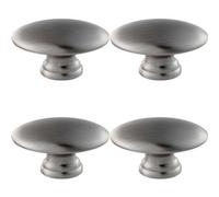 Loops 4X Oval Cabinet Door Knob On Tiered Oval Stem Satin Nickel Cupboard Handle