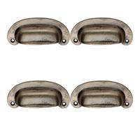 Loops 4X Oval Plate Cabinet Cup Handle 106 X 44.5mm 87mm Fixing Centres Pewter