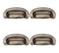 Loops 4x Oval Plate Cabinet Cup Handle 106 x 44.5mm 87mm Fixing Centres Pewter Loops Multicolor