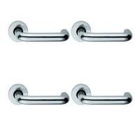 4x PAIR 19mm Round Bar Safety Lever Concealed Fix Round Rose Polished Aluminium