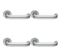 4x PAIR 19mm Round Bar Safety Lever on Round Rose Concealed Fix Satin Aluminium