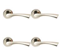 Loops 4x PAIR Angular Twisted Handle on Round Rose Concealed Fix Polished Nickel in Metallics Loops Metallics