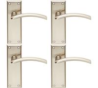 Loops 4x PAIR Arched Lever on Latch Backplate Door Handle 150 x 50mm Satin Nickel in Metallics Loops Metallics