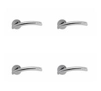 4x PAIR Arched Round Bar Lever with Ring Detailing Concealed Fix Polished Chrome