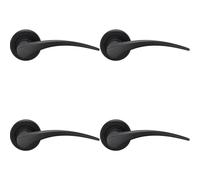 Loops 4x PAIR Arched Tapered Handle on Round Rose Concealed Fix Matt Black Finish Loops Black