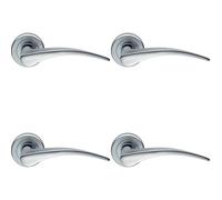 Loops 4x PAIR Arched Tapered Handle on Round Rose Concealed Fix Satin Chrome Loops Multicolor