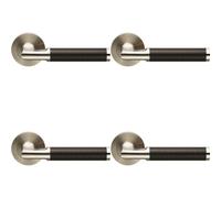 Loops 4x PAIR Carbon Fibre Round Bar Handle on Round Rose Concealed Fix Satin Steel in Metallics Loops Metallics