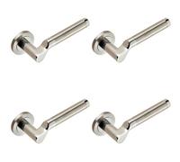 Loops 4x PAIR Cranked Round Bar Lever on Round Rose Concealed Fix Polished Satin Steel in Metallics Loops Metallics