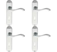 Loops 4x PAIR Curved Handle on Chamfered Lock Backplate 180 x 40mm Polished Chrome Loops Multicolor