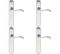Loops 4x PAIR Curved Handle on Long Slim Latch Backplate 241 x 40mm Polished Chrome Loops Multicolor