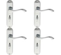 Loops 4x PAIR Curved Lever on Chamfered Bathroom Backplate 180 x 40mm Polished Chrome Loops Multicolor