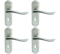 Loops 4x PAIR Curved Lever on Sculpted Edge Backplate 180 x 48mm Satin/Polished Chrome Loops Multicolor