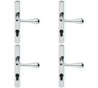 Loops 4x PAIR Flared Lever on Narrow Euro Lock Backplate 208 x 26mm Polished Chrome Loops Multicolor