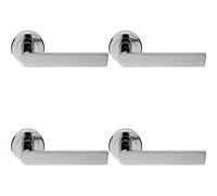 Loops 4x PAIR Flat Rectangular Bar Handle on Round Rose Concealed Fix Polished Chrome Loops Multicolor