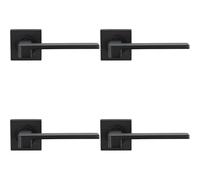 Loops 4x PAIR Flat Squared Bar Handle on Square Rose Concealed Fix Matt Black Loops Black