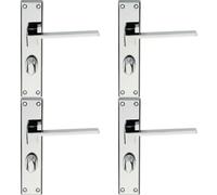 4x PAIR Flat Straight Handle on Bathroom Backplate 180 x 40mm Polished Chrome