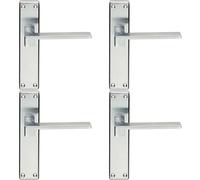 4x PAIR Flat Straight Lever on Latch Backplate Handle 180 x 40mm Satin Chrome