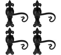 4x PAIR Forged Curled Handle on Bathroom Backplate 167 x 51mm Black Antique