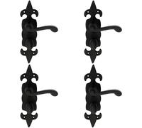 Loops 4x PAIR Forged Scroll Handle on Bathroom Backplate 206 x 57mm Black Antique Loops Black