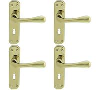Loops 4x PAIR Heavy Duty Handle on Angular Lock Backplate 180 x 40mm Stainless Brass in Metallics Loops Metallics