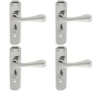 Loops 4x PAIR Heavy Duty Lever on Angular Bathroom Backplate 180 x 40mm Chrome Loops Multicolor