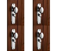 4X Pair Line Detailed Door Knob On Bathroom Backplate 205 X 45mm Polished Chrome