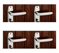 4X Pair Line Detailed Handle On Bathroom Backplate 205 X 45mm Polished Chrome