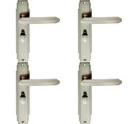 4X Pair Line Detailed Handle On Bathroom Backplate 205 X 45mm Satin Nickel