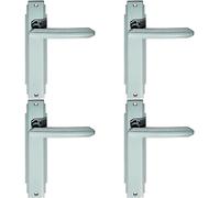 4X Pair Line Detailed Handle On Latch Backplate 205 X 45mm Polished Chrome