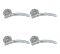 Loops 4x PAIR Oval Shape Arched Bar Handle on Round Rose Concealed Fix Satin Chrome Loops Multicolor