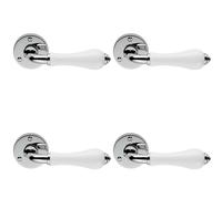 Loops 4x PAIR Porcelain Handle with Ringed Detailing 58mm Round Rose Polished Chrome Loops Multicolor