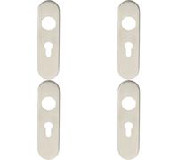 Loops 4x PAIR Radius Lock Euro Cylinder Plate Cover 170 x 45 x 8mm Satin Steel in Metallics Loops Metallics