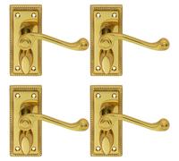 Loops 4x PAIR Reeded Design Scroll Lever on Bathroom Backplate 112 x 48mm Brass in Metallics Loops Metallics