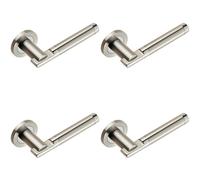 Loops 4x PAIR Round Bar Handle on 52mm Round Rose Concealed Fix Polished Satin Steel in Metallics Loops Metallics